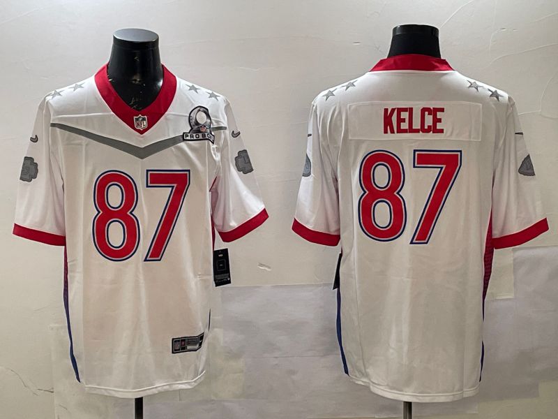 Men Kansas City Chiefs #87 Kelce White All star 2025 Nike Vapor Limited NFL Jersey style 1